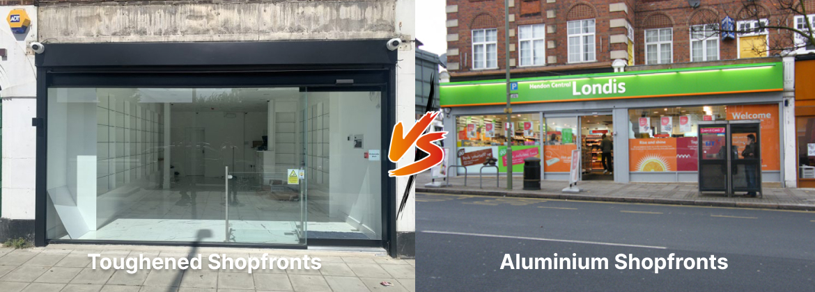Toughened glass shopfronts